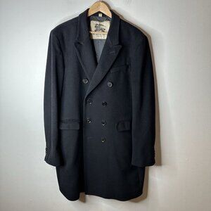 Burberry London Black Wool Blend Pea Coat Mens Sz 58 Classic Designer Luxury